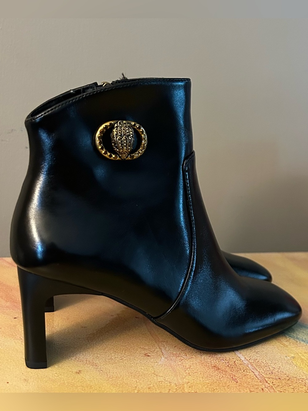 Kurt Geiger Chelsea Leather Square Toe Bootie Shoes
